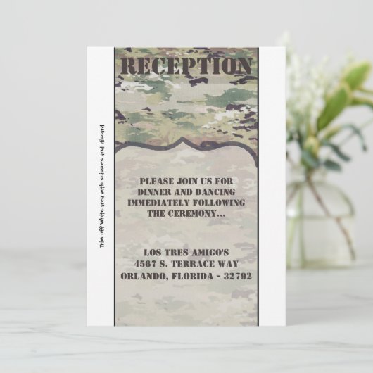 3.5x7披露宴カード陸軍空軍OCP迷彩柄Unif 招待状 (スタンド正面)