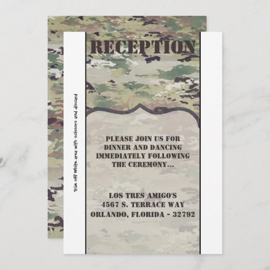 3.5x7披露宴カード陸軍空軍OCP迷彩柄Unif 招待状 (正面/裏面)