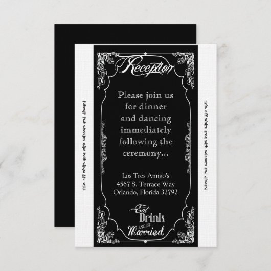 3.5x7披露宴カード食べドリンクBeブ結婚したラック 招待状 (正面/裏面)