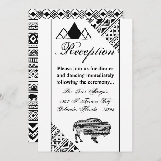 3.5x7披露宴カードBoho Buffalo Tribal Pattern B 招待状 (正面/裏面)