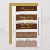 3.5x7披露宴・カードグラデーションストライプ・ブラウン・ライン・フェード 招待状 (正面/裏面)