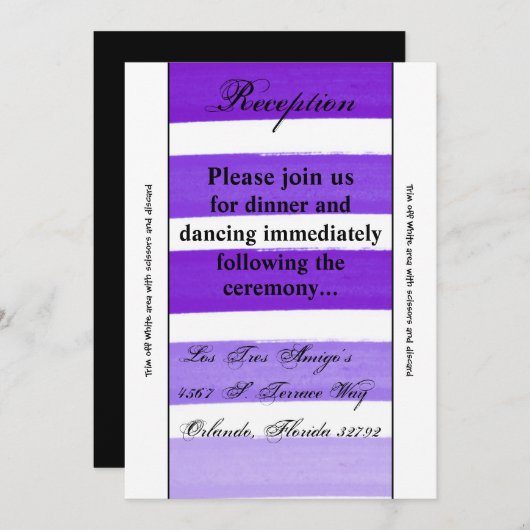 3.5x7披露宴・カードグラデーションストライプ・紫色のライン・フェード 招待状 (正面/裏面)