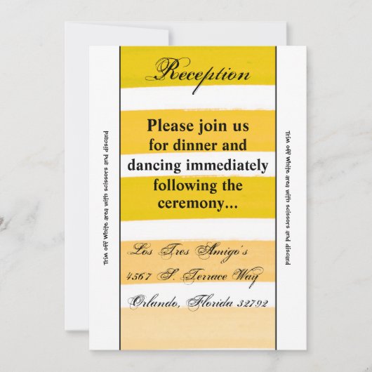 3.5x7披露宴・カードグラデーションストライプ・黄色のライン・フェード 招待状 (正面)