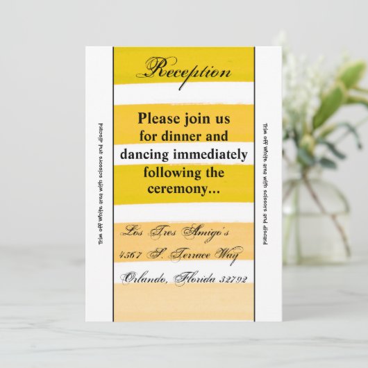 3.5x7披露宴・カードグラデーションストライプ・黄色のライン・フェード 招待状 (スタンド正面)