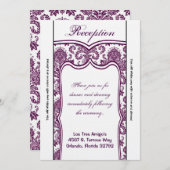 3.5x7 受付カード すもも 紫 ダマスク 招待状 (正面/裏面)