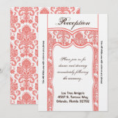3.5x7 受付カード コーラルホワイト ダマスク 招待状 (正面/裏面)