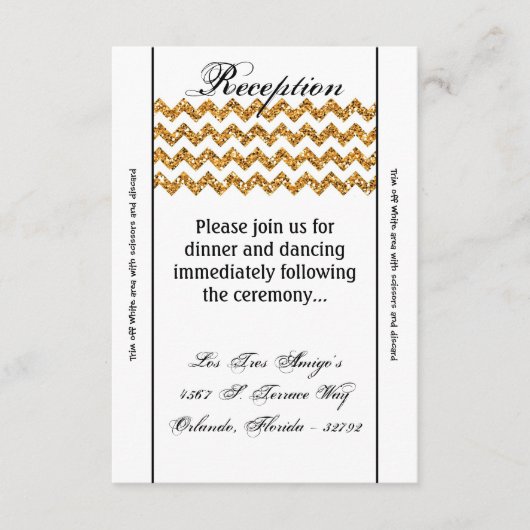 3.5x7 受付カード ゴールドグリッター シェブロンストライプ エンクロージャーカード (正面)