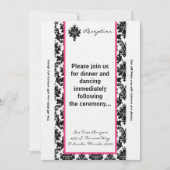 3.5x7 受付カード ブラック ピンク ダマスク 招待状 (正面)