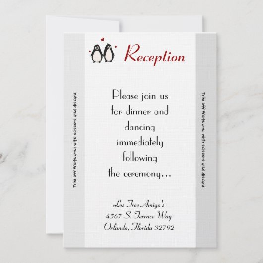 3.5x7 受付カード ペンギン ラブ カップル 招待状 (正面)