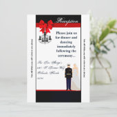 3.5x7 受付カード マリーン ユニフォーム グルーム ブライド 招待状 (スタンド正面)