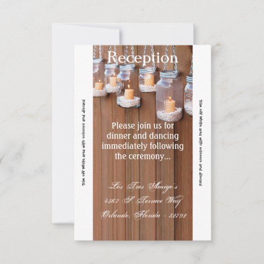 3.5x7 受付カード メイソンジャー キャンドル ライト ナイト 招待状 (正面)