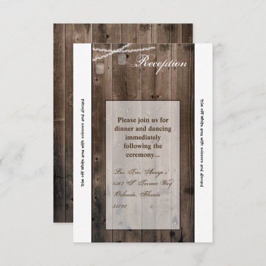 3.5x7 受付カード メイソンジャー ストリング ライト バーン 招待状 (正面/裏面)