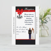 3.5x7 受付カード 海軍風 アフリカン ユニフォーム グルーム 招待状 (スタンド正面)