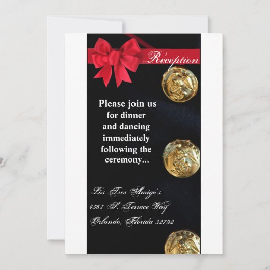 3.5x7 受付カード 海軍 ドレス ブルース  ユニフォーム 招待状 (正面)