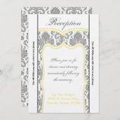 3.5x7 受付カード 灰黄色 ダマスク 招待状 (正面/裏面)