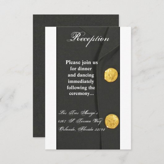 3.5x7 受付カード 軍装 グリーンズ ユニフォーム 招待状 (正面/裏面)