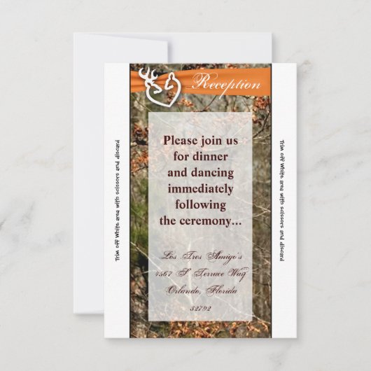 3.5x7 受付カード 鹿のカップル 牝鹿 オス鹿 カモフラージュ 招待状 (正面)