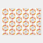 3 80誕生日と任意の年齢のフローラのセットカラフル ラッピングペーパーシート (正面2)