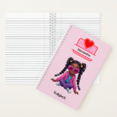 3 African American Girl Writing Supplies Students  ノートブック (内側)