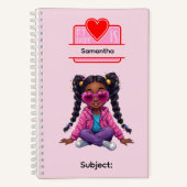3 African American Girl Writing Supplies Students  ノートブック (正面)
