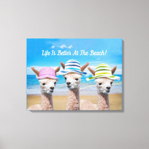 3 Alpacas生活はビーチで良い!DIY、キャンバス キャンバスプリント