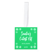 3 Baby Photos Santa's Cutest Elf Green Christmas キューブオーナメント (正面)