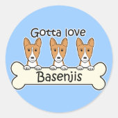 3 Basenjis ラウンドシール (正面)