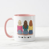 3 Best Friends Personalized Mug Gift for Her マグカップ (左)