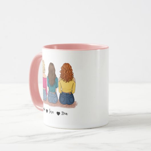 3 Best Friends Personalized Mug Gift for Her マグカップ (正面左)
