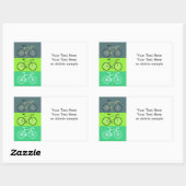 3 Bikes緑 長方形シール (シート)