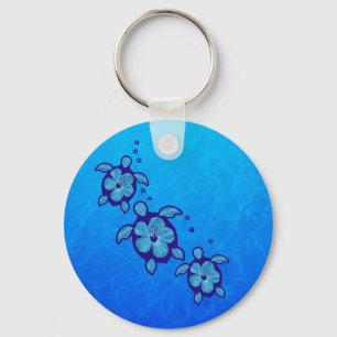 3 Blue Honu Turtles キーホルダー