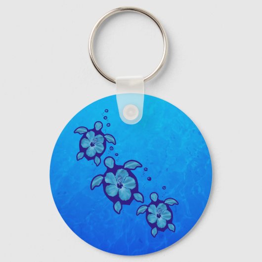 3 Blue Honu Turtles キーホルダー (正面)