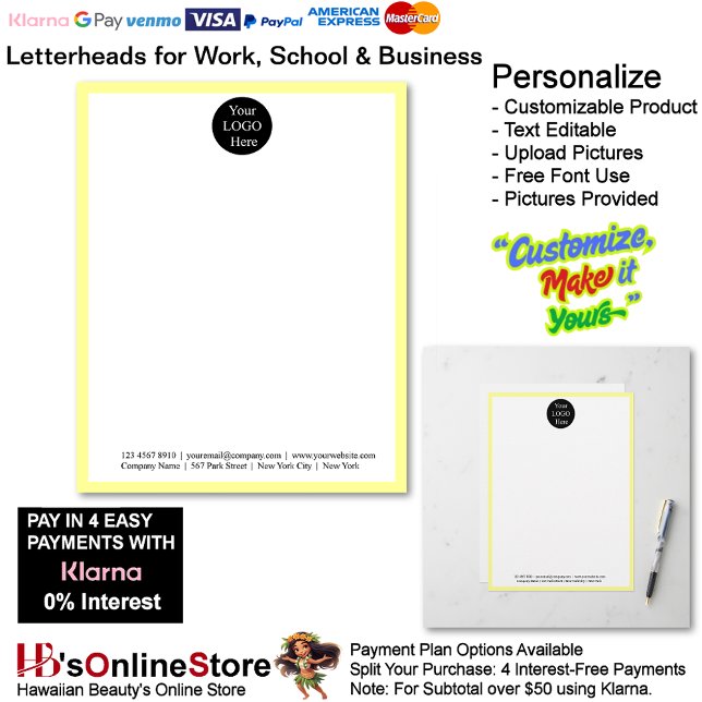3 Business Yellow Logo Letterhead Business Brand  レターヘッド (3 Business Yellow Logo Letterhead Business Brand Name.)