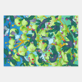 3 Christmas Kereruデザイン ラッピングペーパーシート