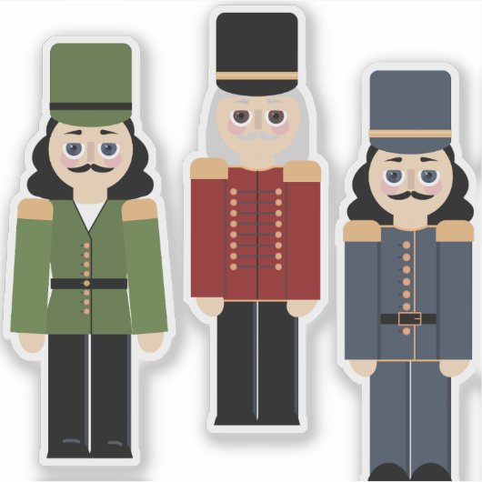 3 christmas nutcracker stickers シール (正面)
