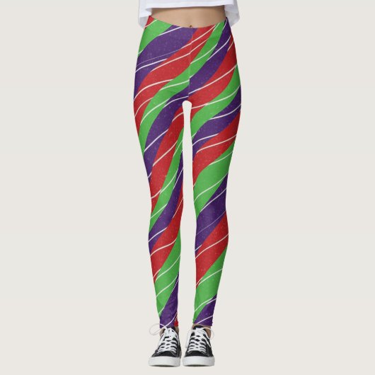3 Color Candy cane Leggings レギンス (正面)