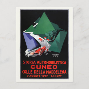 3 Corsa Automobilistica Cuneo Vintageポスター1927 ポストカード