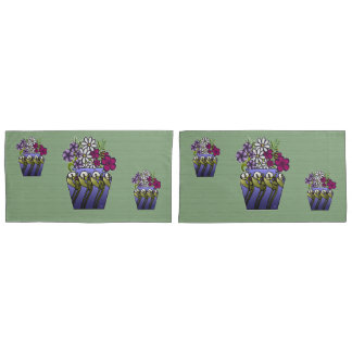 3 Craftsman Lily Vases on Sage Green 枕カバー