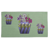 3 Craftsman Lily Vases on Sage Green 枕カバー (正面右)