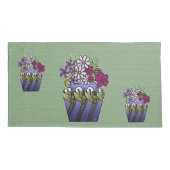 3 Craftsman Lily Vases on Sage Green 枕カバー (裏面-左)