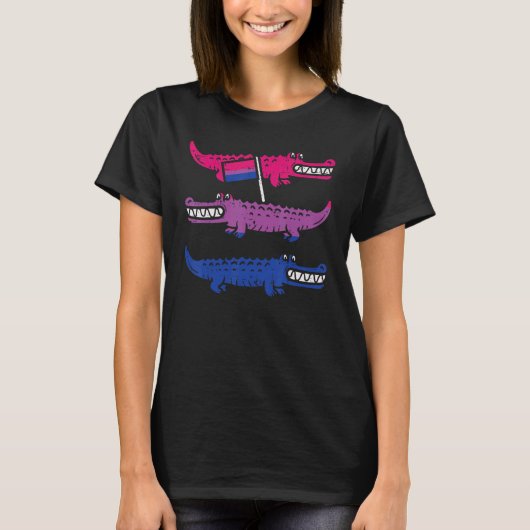 3 Crocodiles Bisexual Biプライド国旗Lgbtq動物M Tシャツ (正面)