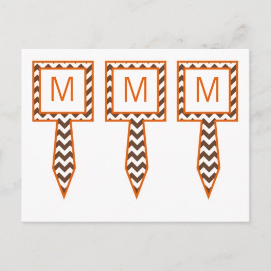 3 Cup Cake Picks Brown Orange Chevron Name Focus ポストカード (正面)