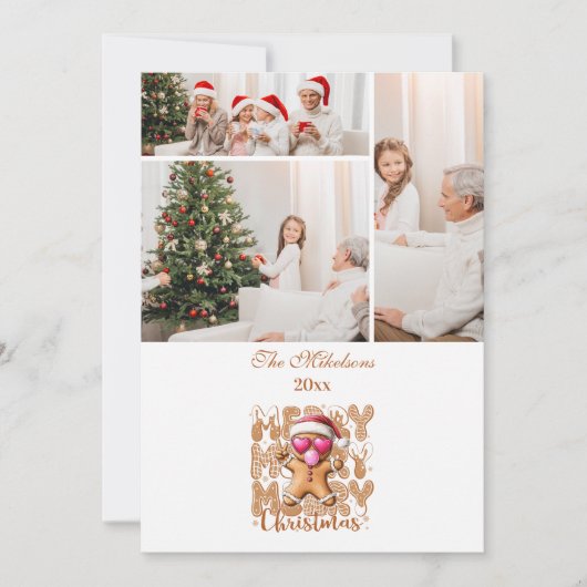 3 Cute Gingerbread  Merry Christmas  シーズンカード (正面)