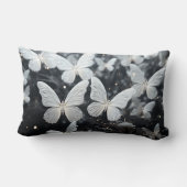 3-Dバタフライブラック&ホワイトランバー装飾用クッション ランバークッション (裏面)