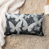 3-Dバタフライブラック&ホワイトランバー装飾用クッション ランバークッション (ブランケット)