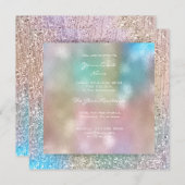 3-Dブルーピンクティファニーグラデーションパステルクリスタルグリーン 招待状 (正面/裏面)