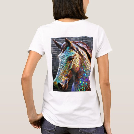 3-dモザイク馬頭像 tシャツ (裏面)