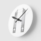 3-Dルック·シルバー僧のストール ラウンド壁時計 (傾斜)