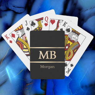 3-D金ゴールドモノグラム/名前、ストライプ金ゴールド、黒 トランプ