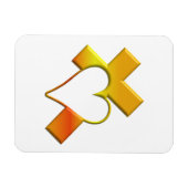 「3-D」イエロークロスとハート マグネット (横)